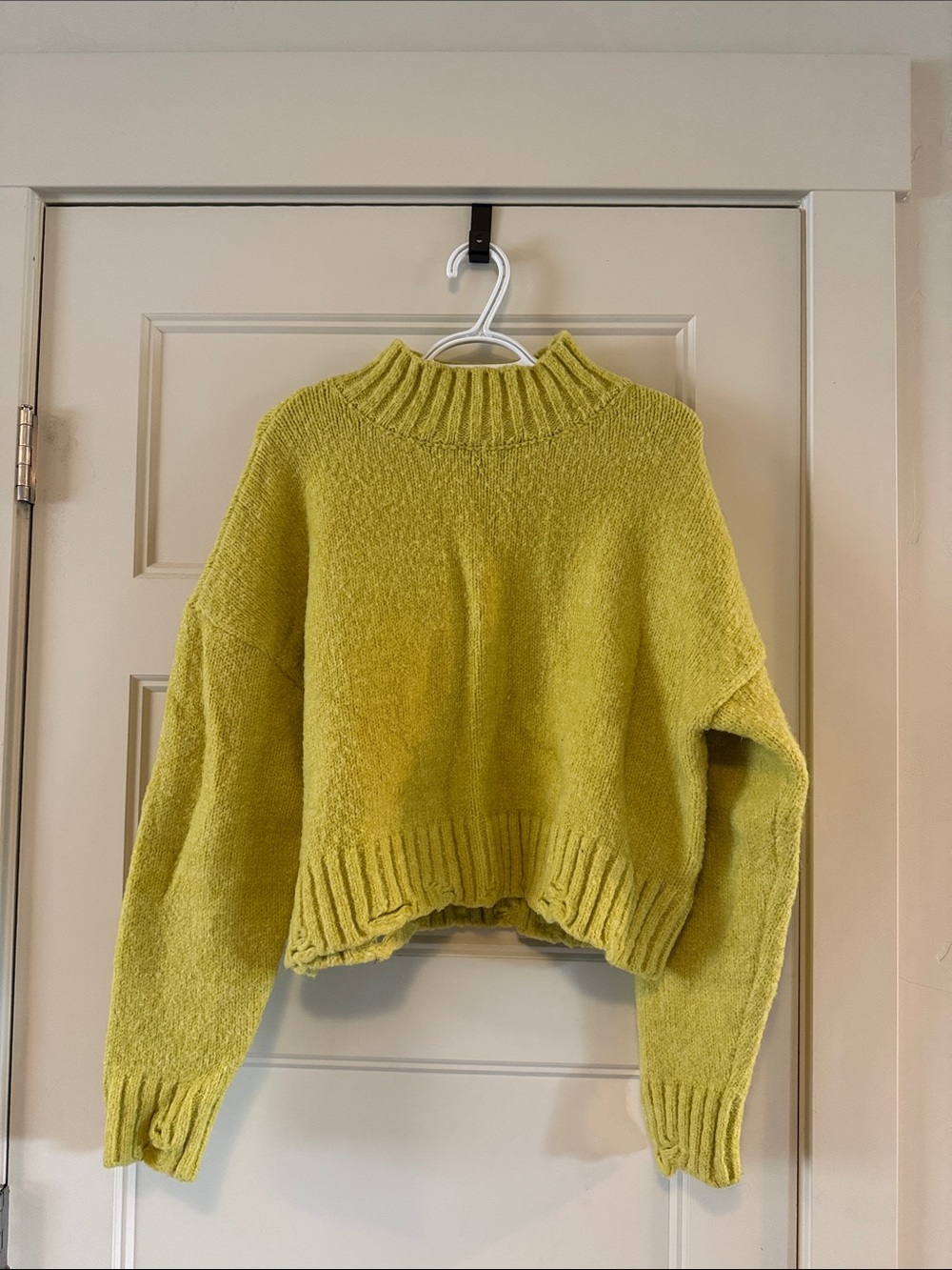 Cropped Crew Neck Sweater in Chartreuse